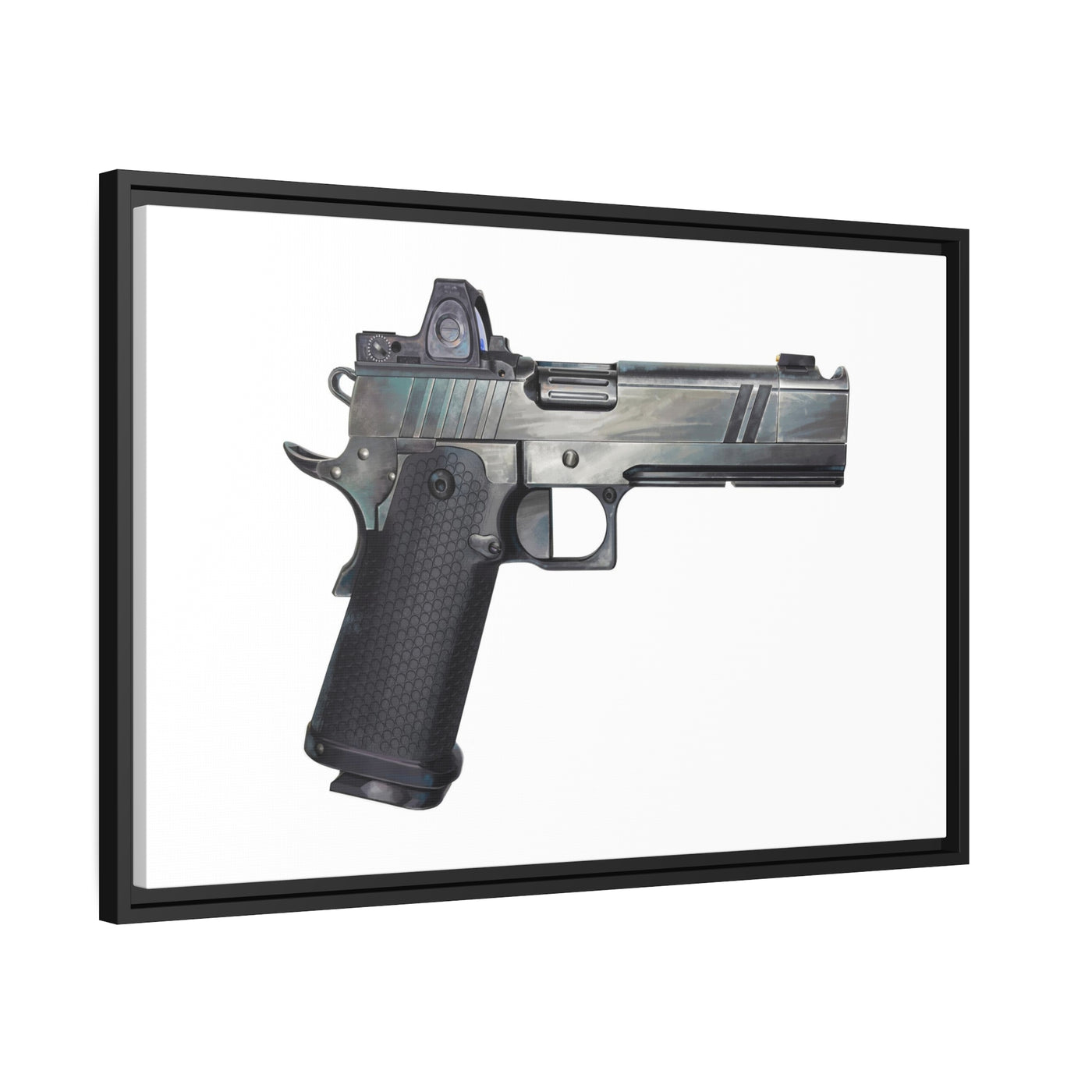 2011 Bravo - Pistol Painting - Just The Piece - Black Framed Wrapped Canvas - Value Collection