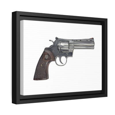 Wood & Stainless .357 Magnum Revolver Painting - Just The Piece - Black Framed Wrapped Canvas - Value Collection