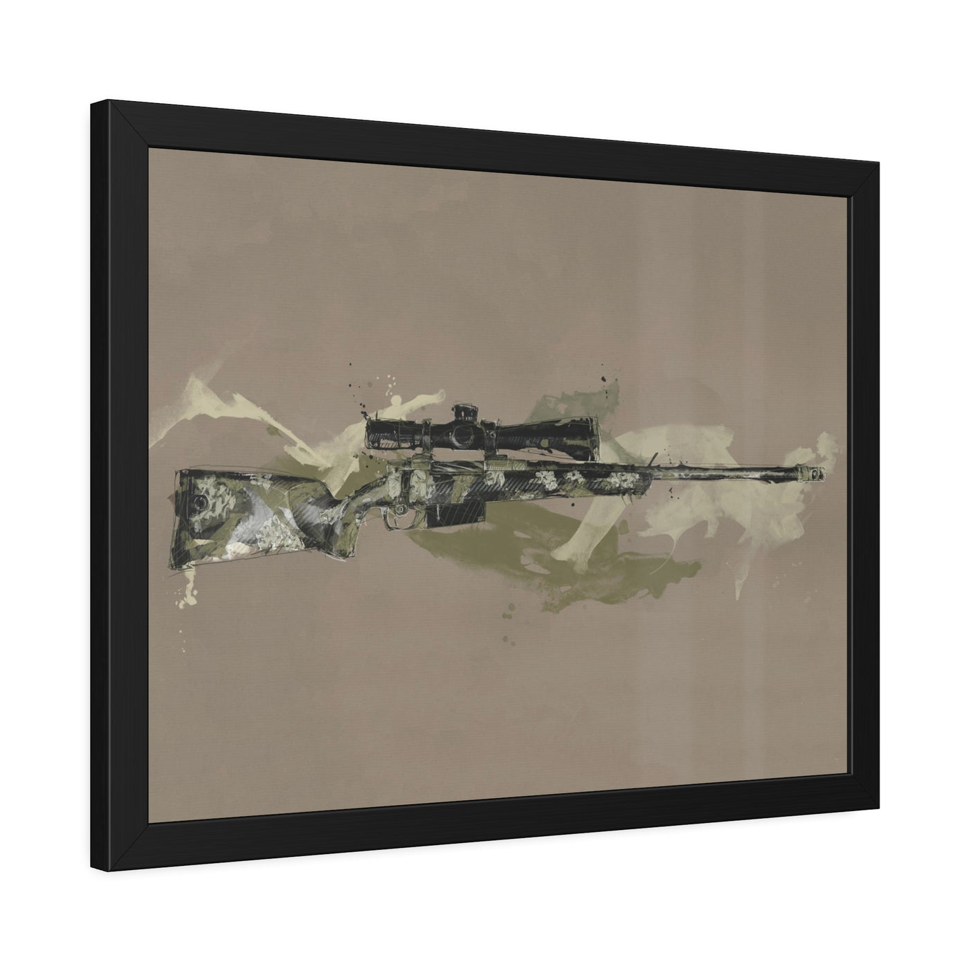The Harvester - Long Range Hunting Rifle Painting (Minimal) - Black Frame - Value Collection