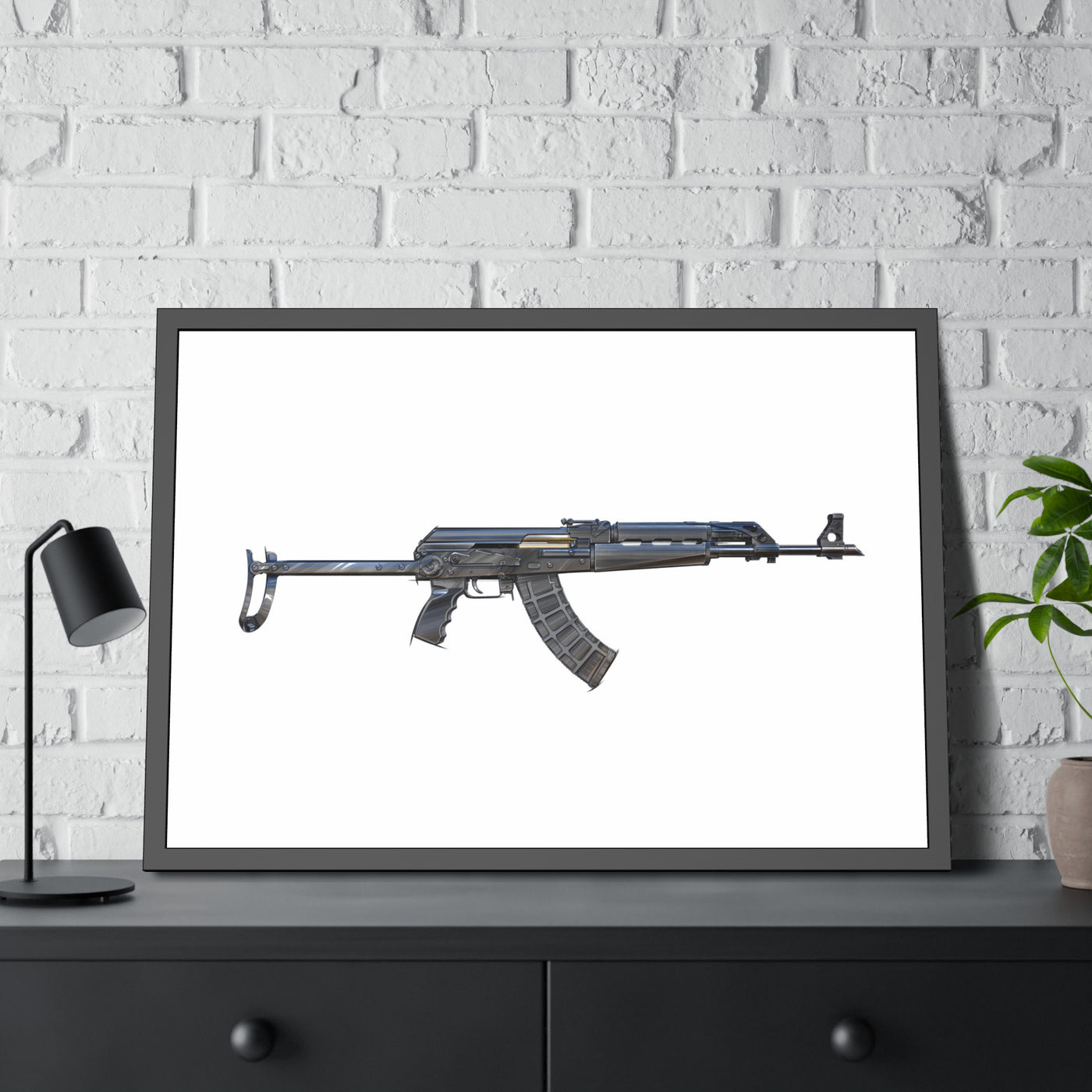 The Paratrooper AK-47 Painting - Just The Piece - Black Frame - Value Line