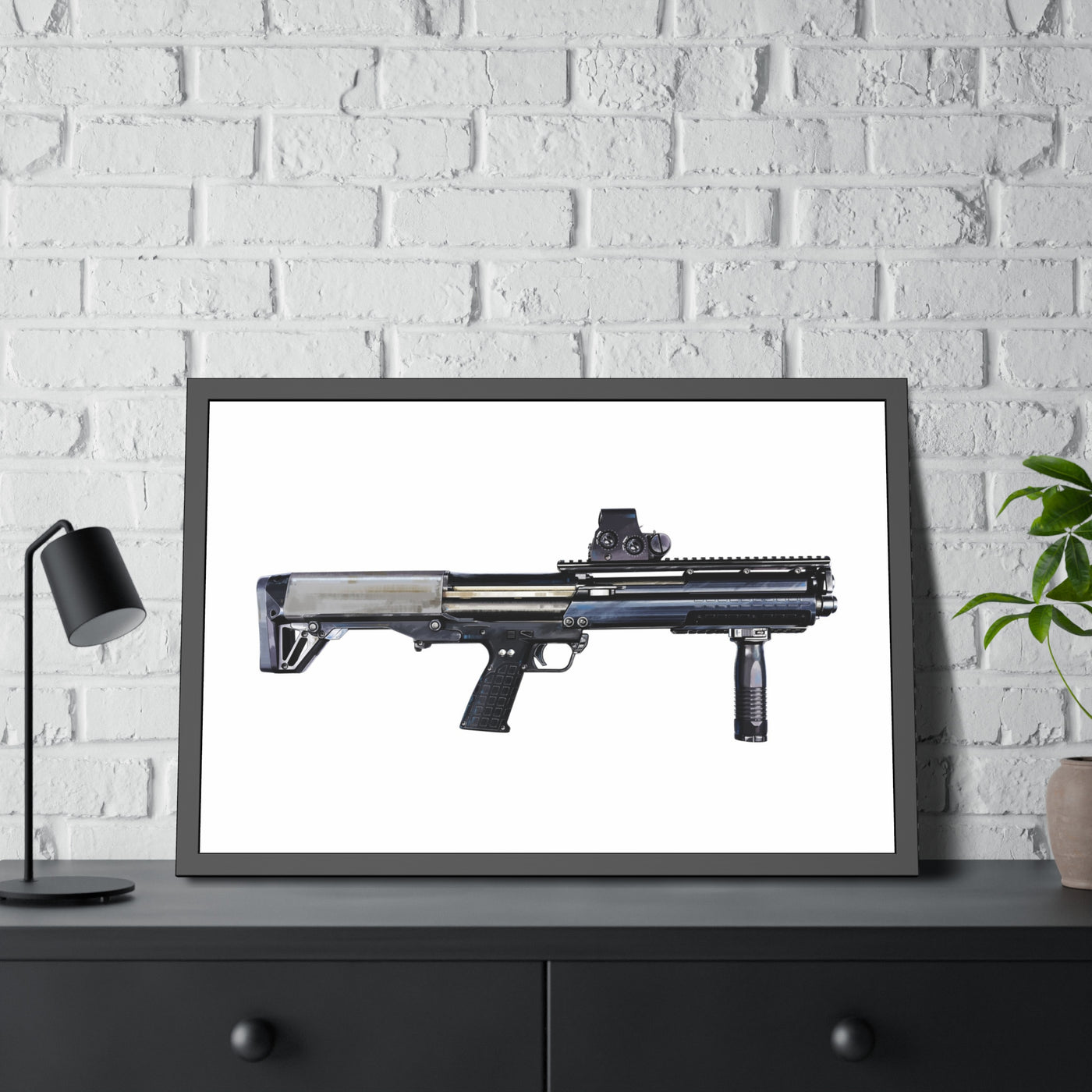 Tactical Bullpup Shotgun Painting - Just The Piece - Black Frame - Value Collection