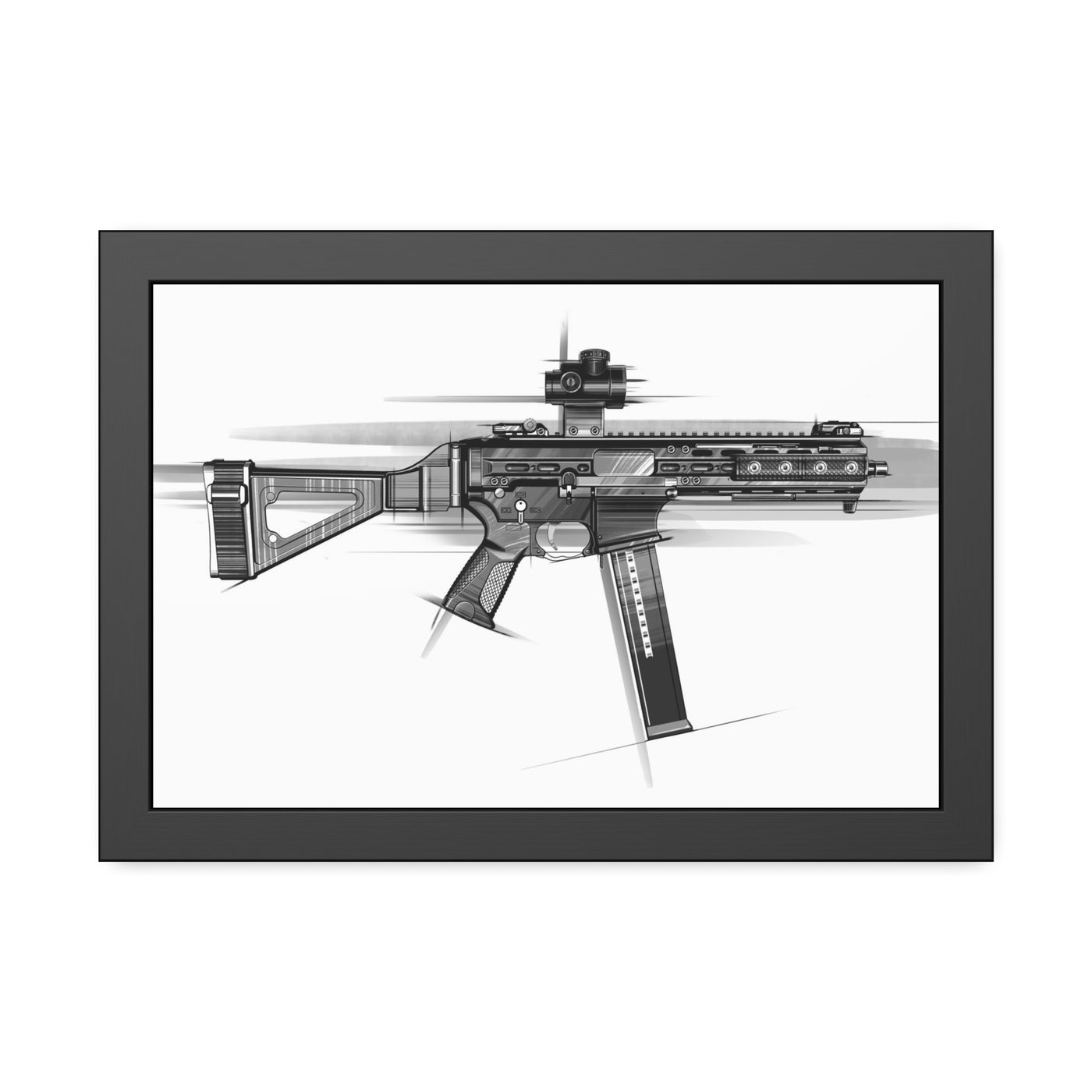 .45 Cal SMG Painting - Black Frame - Value Collection