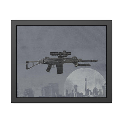 The Urban Sniper Painting - Grey Background - Black Frame - Value Collection