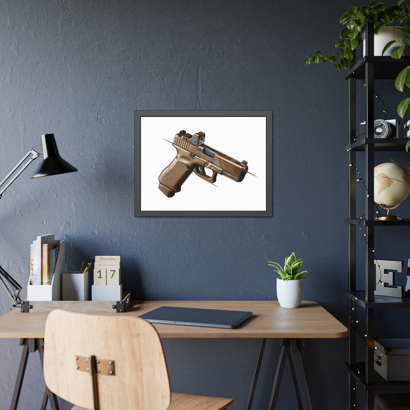 The Last Resort - OG Tan Poly Pistol Painting - Just The Piece - Black Frame - Value Collection