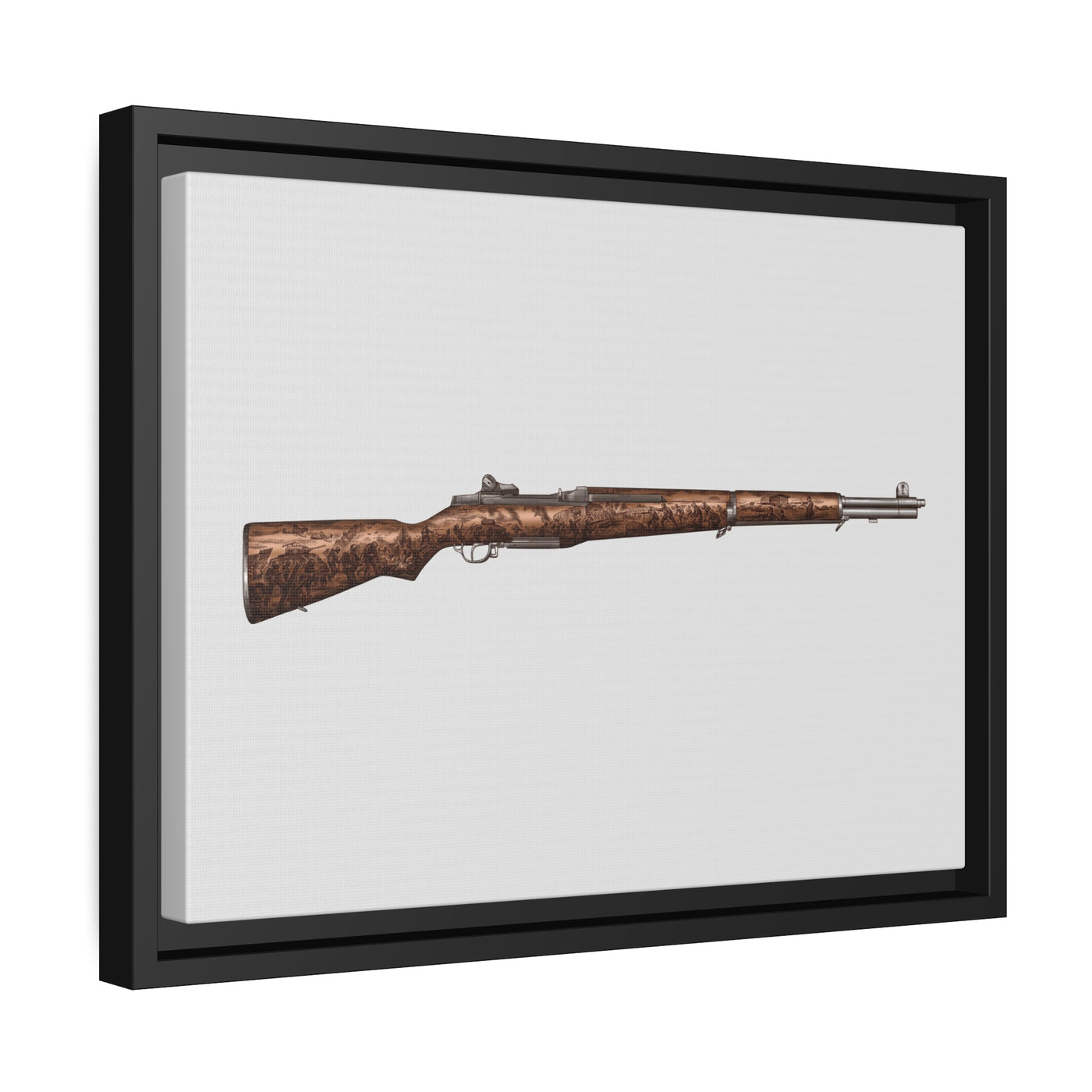 Honoring The Brave / M1 Garand / World War II D-Day Painting - Just The Piece - Black Framed Wrapped Canvas - Value Collection