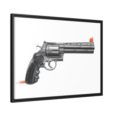 Stainless .44 Mag Revolver Painting - Just The Piece - Black Framed Wrapped Canvas - Value Collection