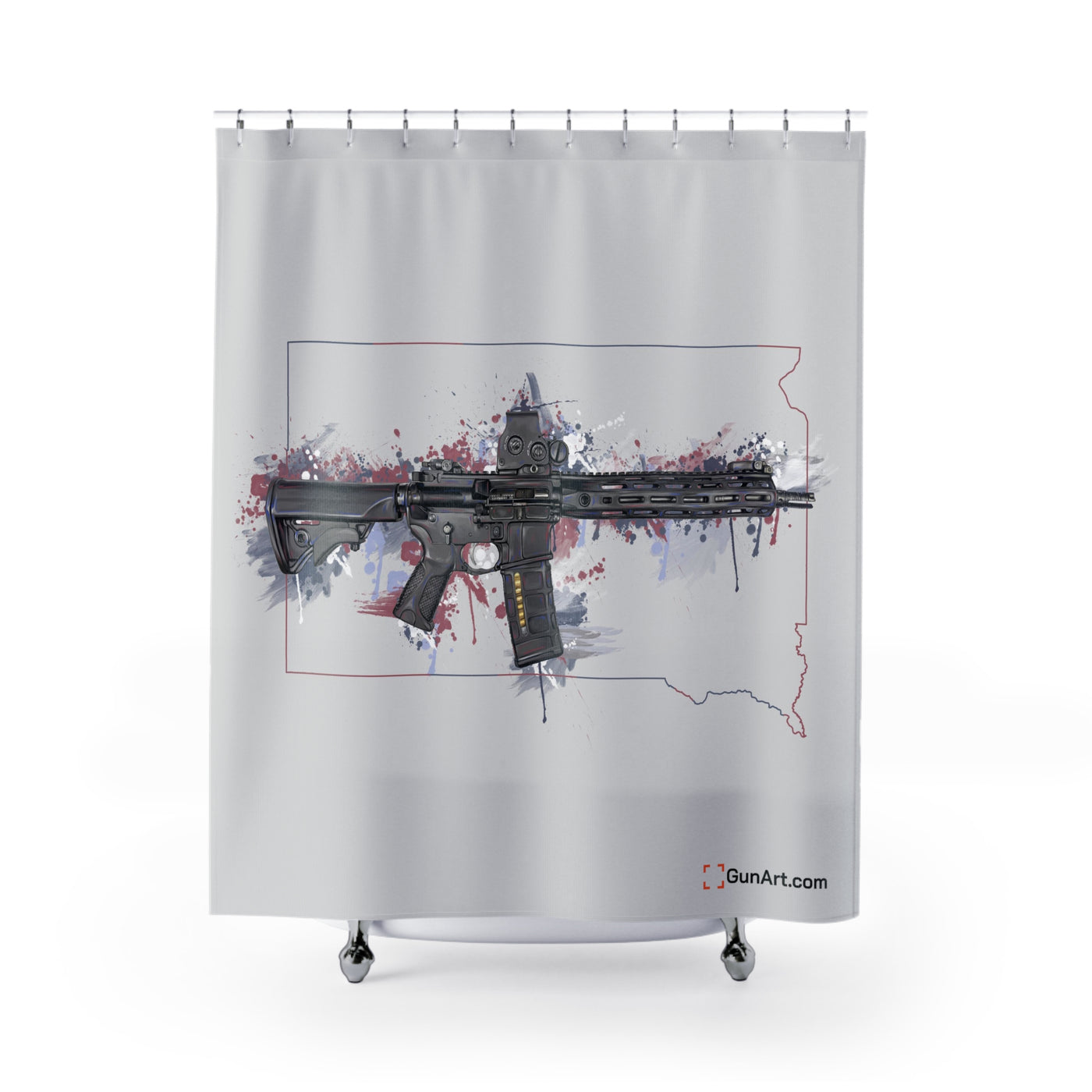 Defending Freedom - South Dakota - AR-15 State Shower Curtains - Colored State