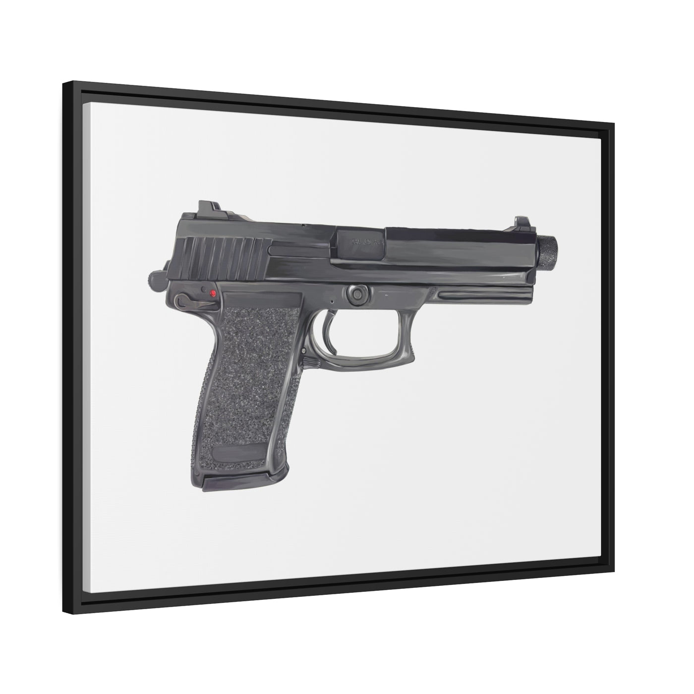 Tactical .45 ACP Poly Pistol Painting - Just The Piece - Black Framed Wrapped Canvas - Value Collection