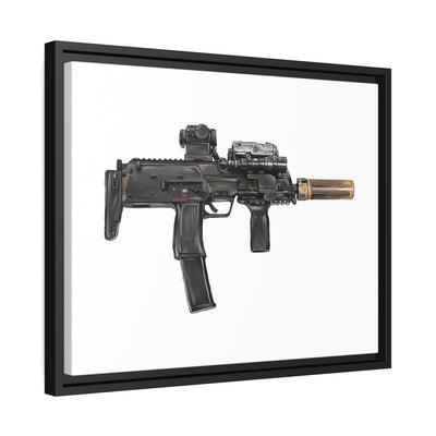 German 4.6x30mm Sub Machine Gun Painting - Just The Piece - Black Framed Wrapped Canvas - Value Collection