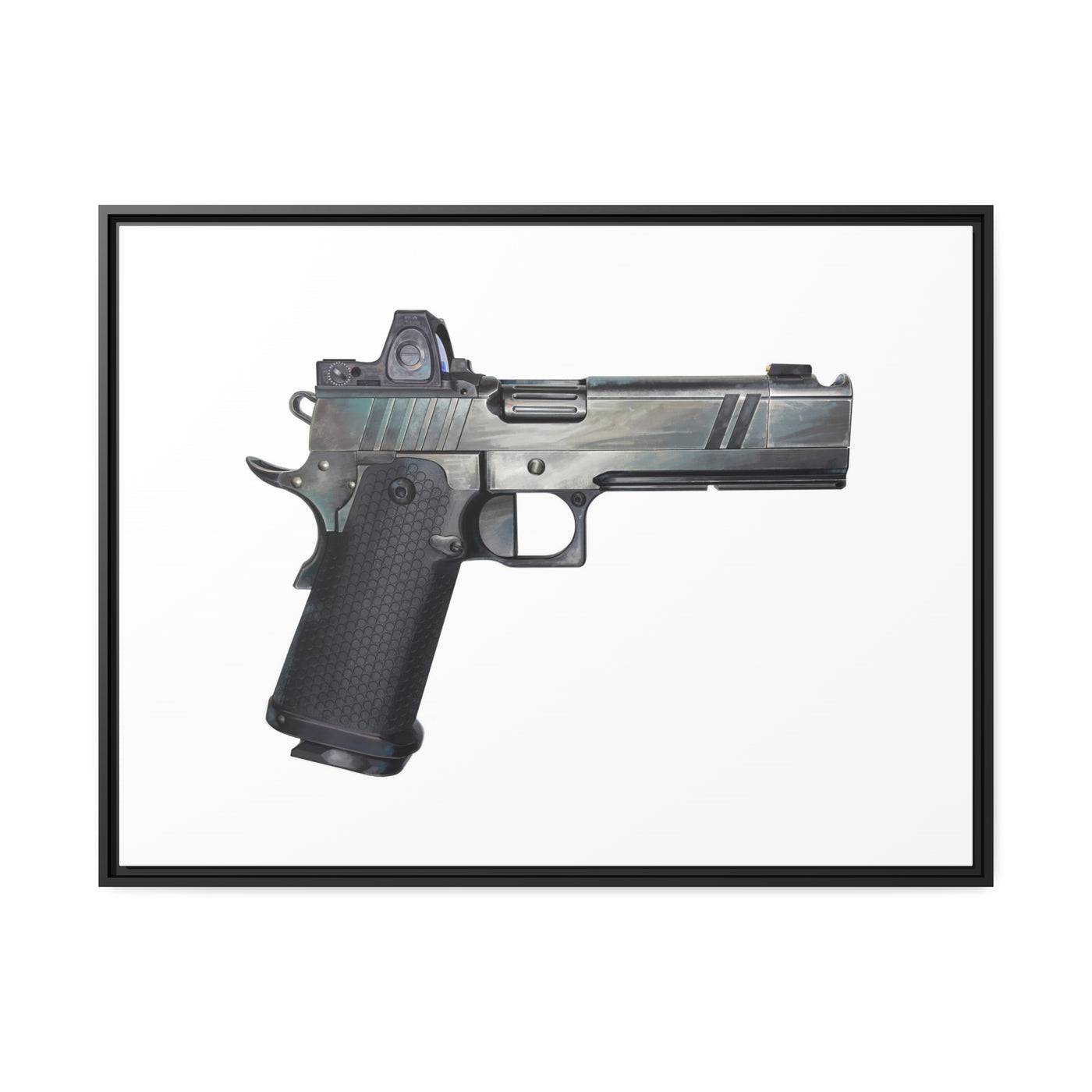 2011 Bravo - Pistol Painting - Just The Piece - Black Framed Wrapped Canvas - Value Collection