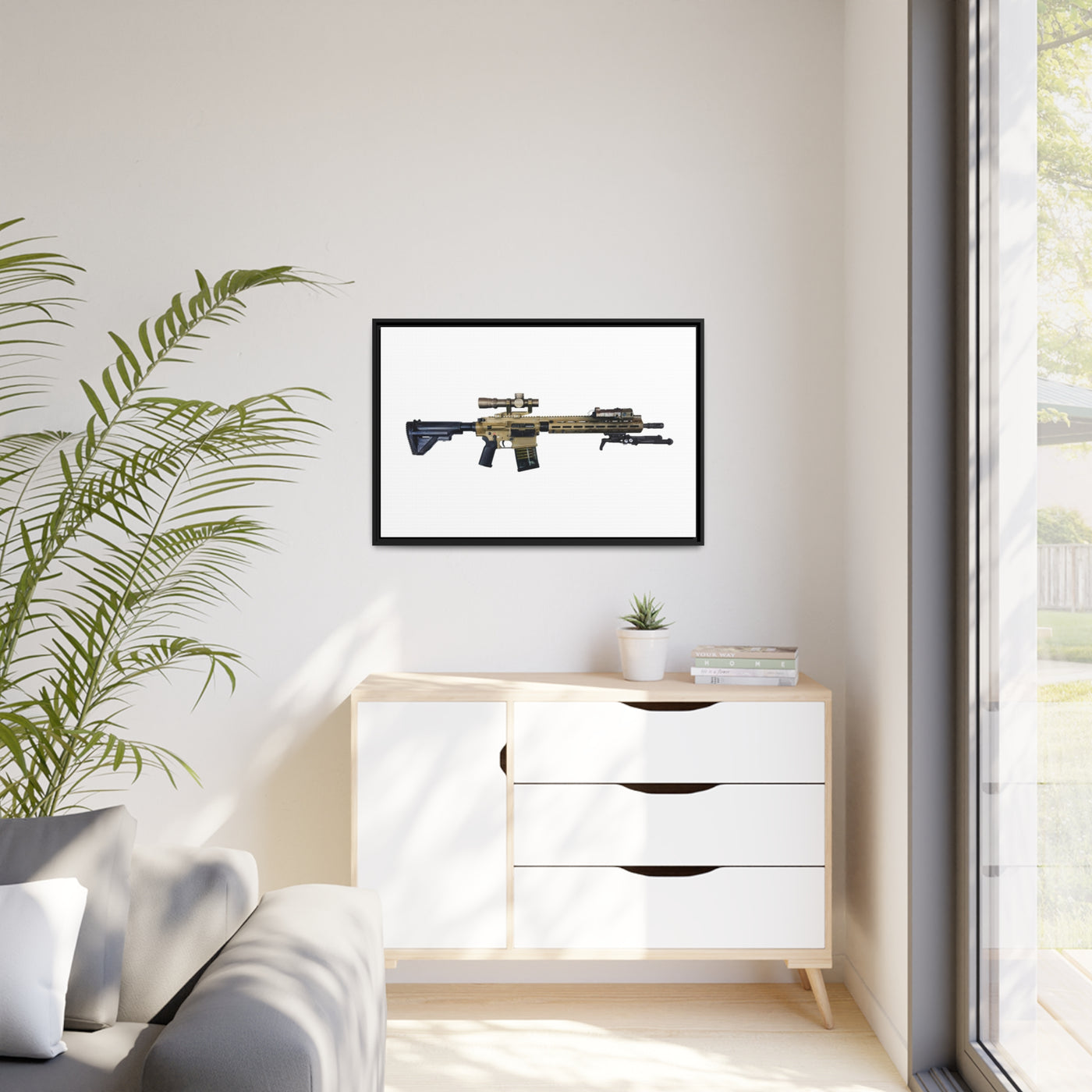 German 7.62x51mm AR10 Battle Rifle Painting - Just The Piece - Black Framed Wrapped Canvas - Value Collection