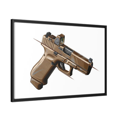 The Last Resort - OG Tan Poly Pistol Painting - Just The Piece - Black Framed Wrapped Canvas - Value Collection