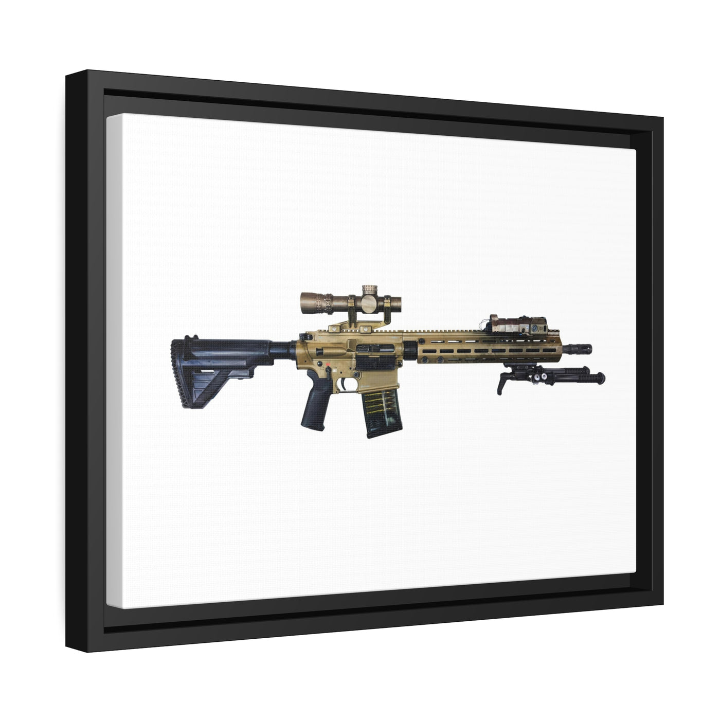 German 7.62x51mm AR10 Battle Rifle Painting - Just The Piece - Black Framed Wrapped Canvas - Value Collection