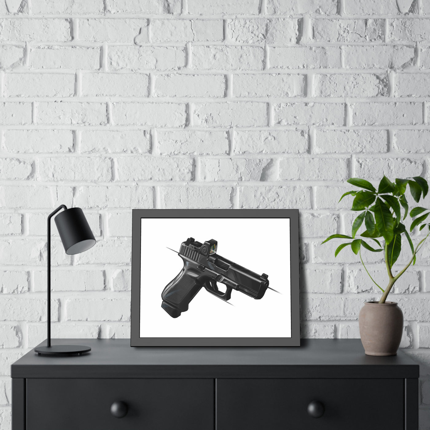 The Last Resort - OG Black Poly Pistol Painting - Just The Piece - Black Frame - Value Collection