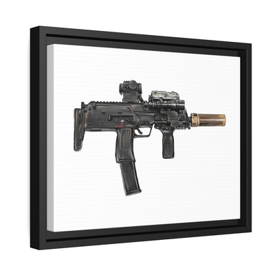 German 4.6x30mm Sub Machine Gun Painting - Just The Piece - Black Framed Wrapped Canvas - Value Collection