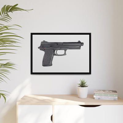 Tactical .45 ACP Poly Pistol Painting - Just The Piece - Black Framed Wrapped Canvas - Value Collection