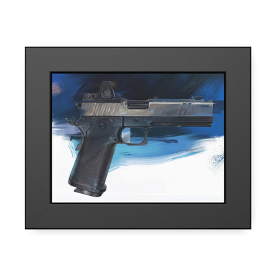 2011 Charlie - Pistol Painting - Dark Blue Background - Black Frame - Value Collection