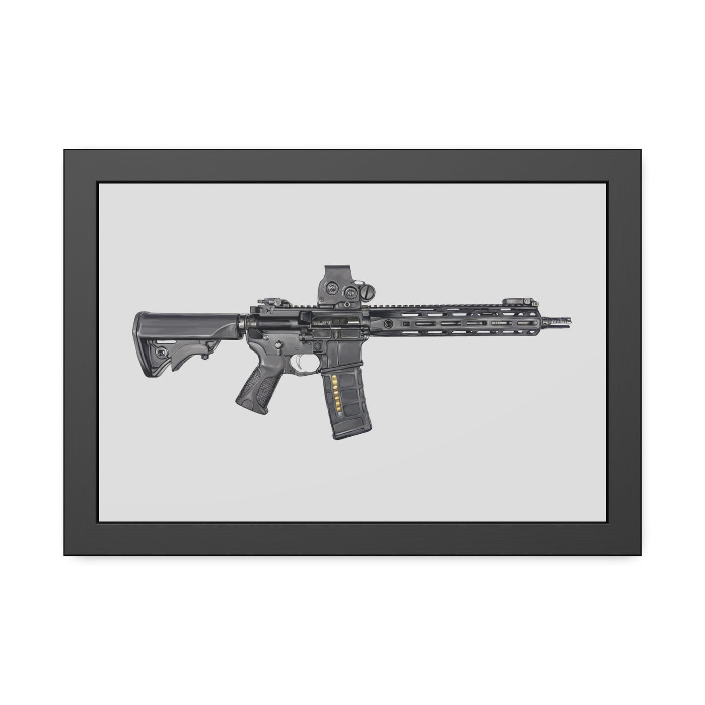 Defending Freedom - AR-15 State Painting - Just The Piece - Black Frame - Value Collection