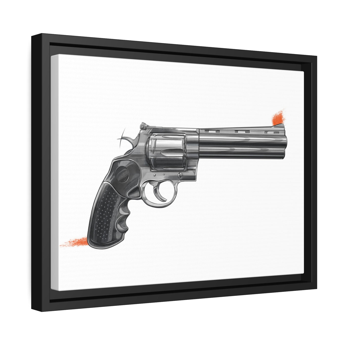 Stainless .44 Mag Revolver Painting - Just The Piece - Black Framed Wrapped Canvas - Value Collection