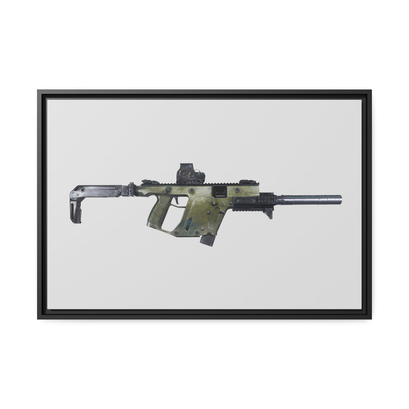 The Vindicator - Suppressed SMG Painting - Just The Piece - Black Framed Wrapped Canvas - Value Collection