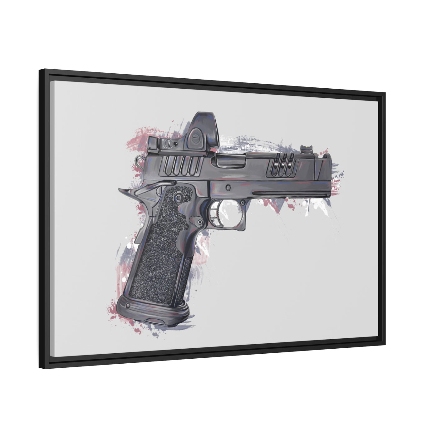 2011 Delta Pistol Painting - Black Framed Wrapped Canvas - Value Collection