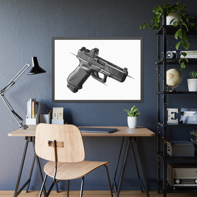 The Last Resort - OG Grey Poly Pistol Painting - Just The Piece - Black Frame - Value Collection