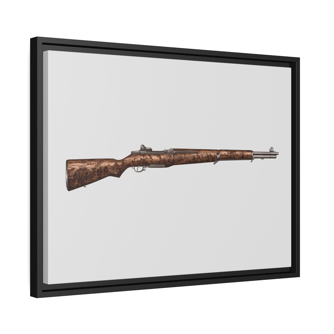 Honoring The Brave / M1 Garand / World War II D-Day Painting - Just The Piece - Black Framed Wrapped Canvas - Value Collection