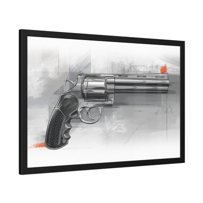 Stainless .44 Mag Revolver Painting - Black Frame - Value Collection