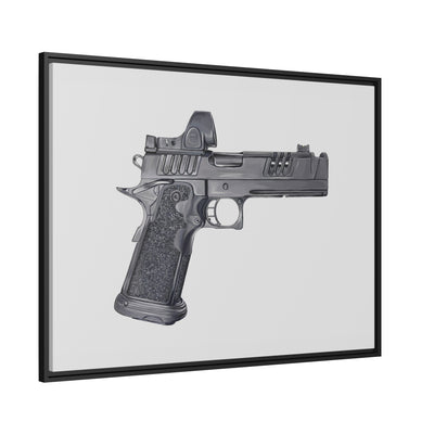 2011 Delta Pistol Painting - Just The Piece - Black Framed Wrapped Canvas - Value Collection