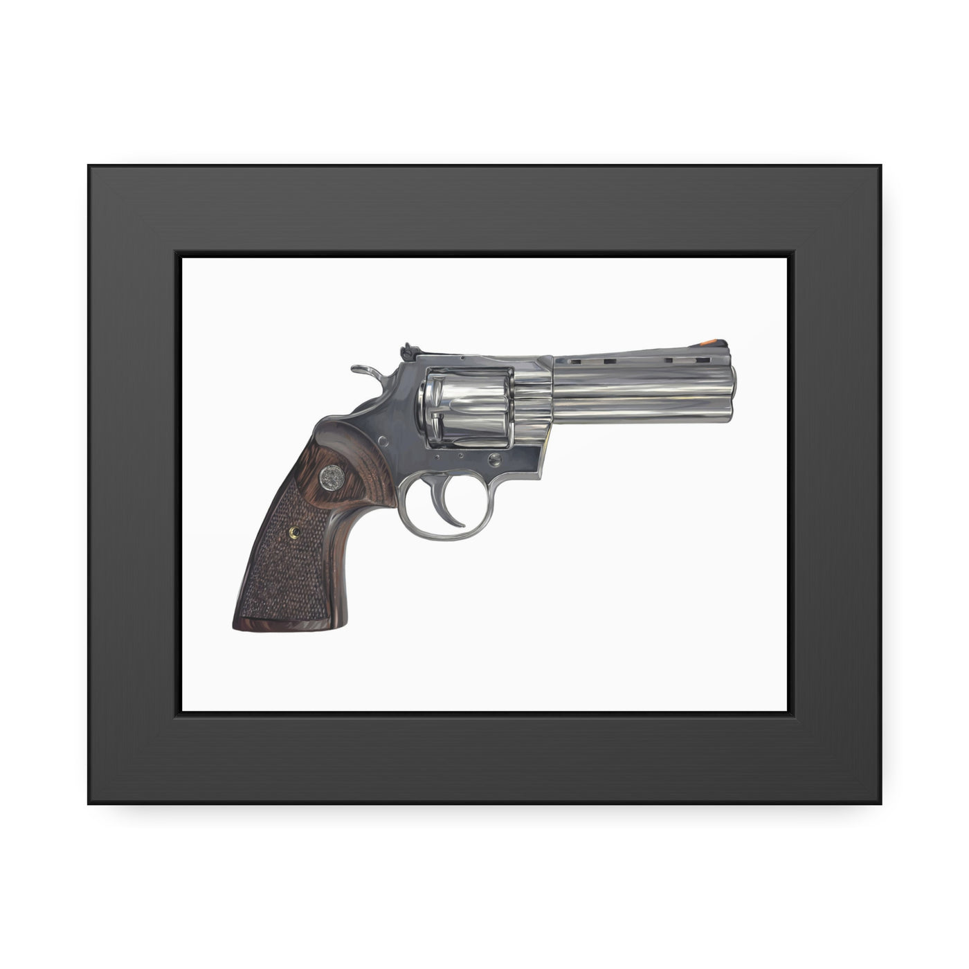 Wood & Stainless .357 Magnum Revolver Painting - Just The Piece - Black Frame - Value Collection