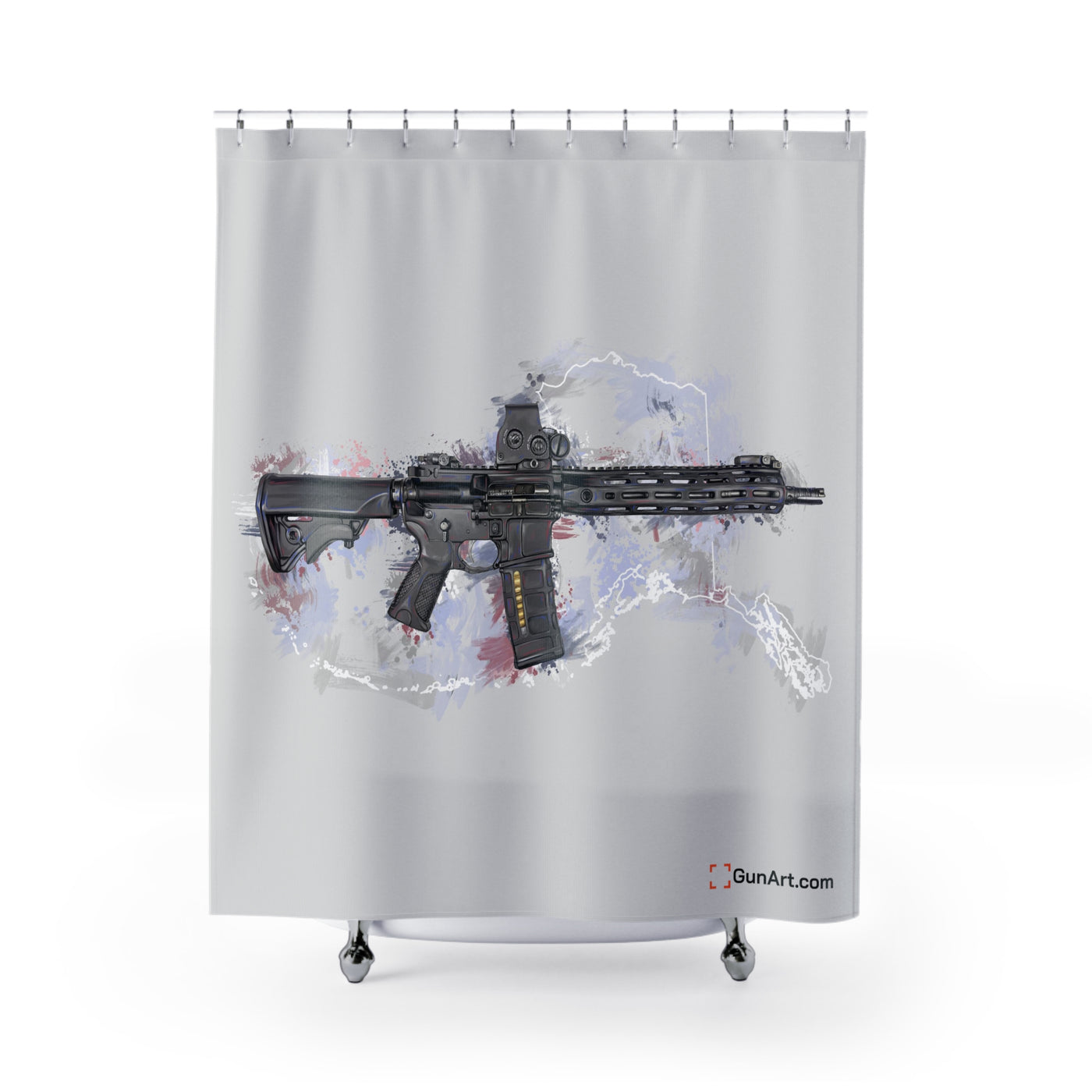 Defending Freedom - Alaska - AR-15 State Shower Curtains - White State