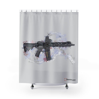 Defending Freedom - Alaska - AR-15 State Shower Curtains - White State