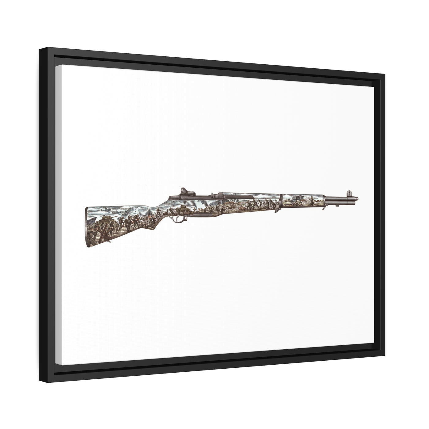 Honoring The Brave / M1 Garand / World War II D-Day Painting - Colored - Black Framed Wrapped Canvas - Value Collection