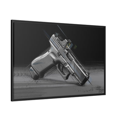 The Last Resort - OG Grey Poly Pistol Painting - Black Framed Wrapped Canvas - Value Collection