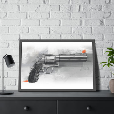 Stainless .44 Mag Revolver Painting - Black Frame - Value Collection