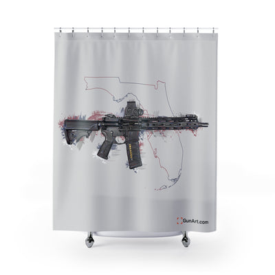 Defending Freedom - Florida - AR-15 State Shower Curtains - Colored State