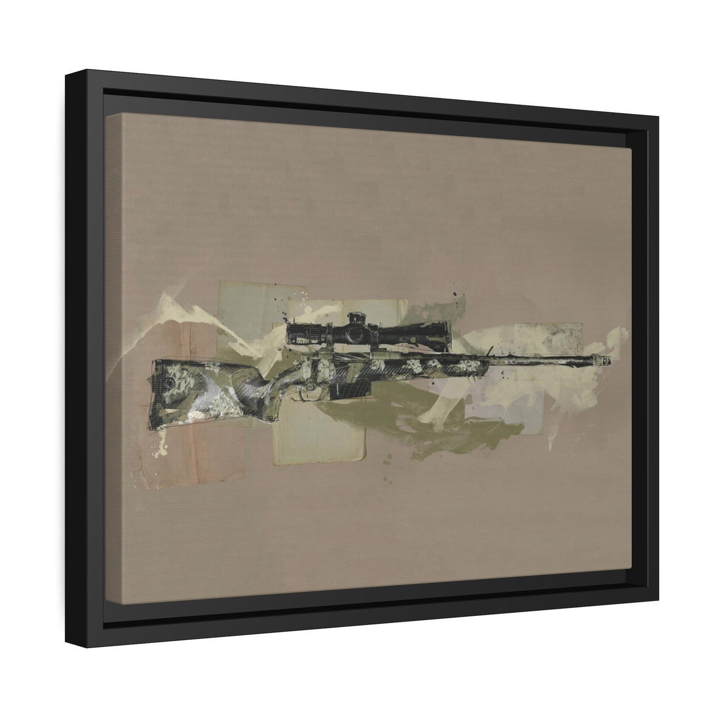 The Harvester - Long Range Hunting Rifle Painting - Black Framed Wrapped Canvas - Value Collection