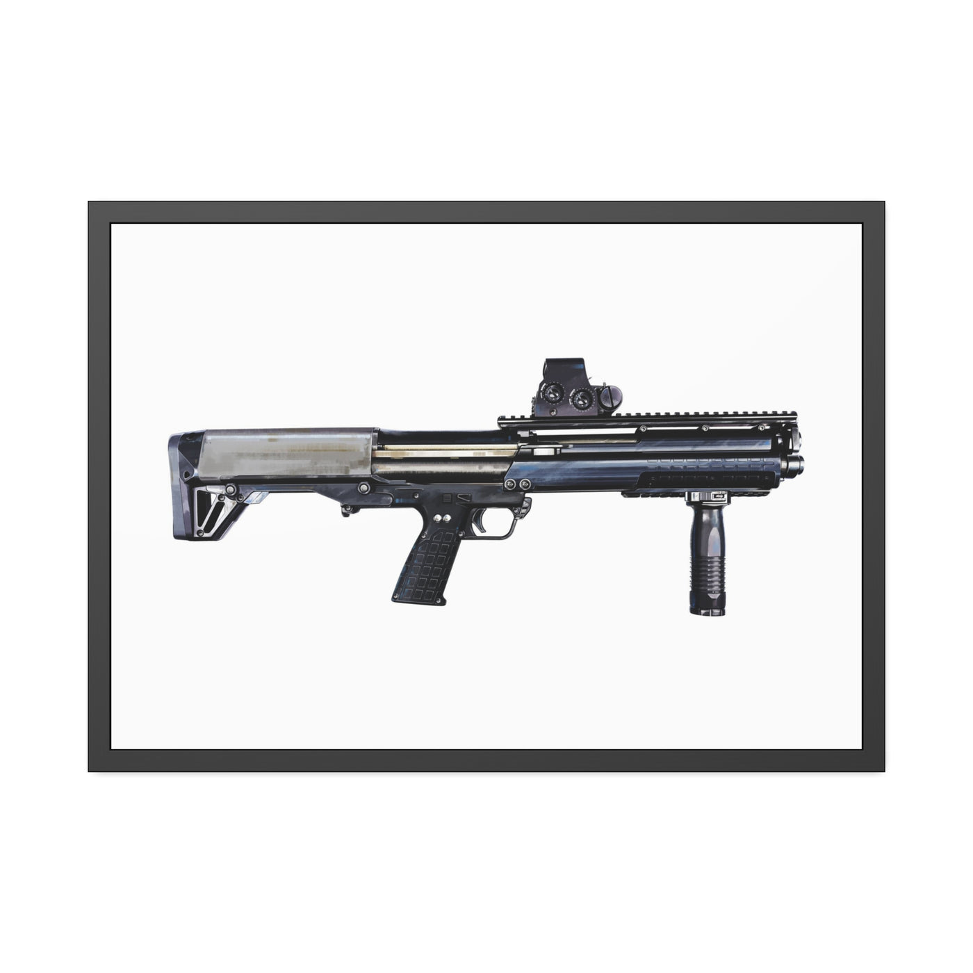 Tactical Bullpup Shotgun Painting - Just The Piece - Black Frame - Value Collection