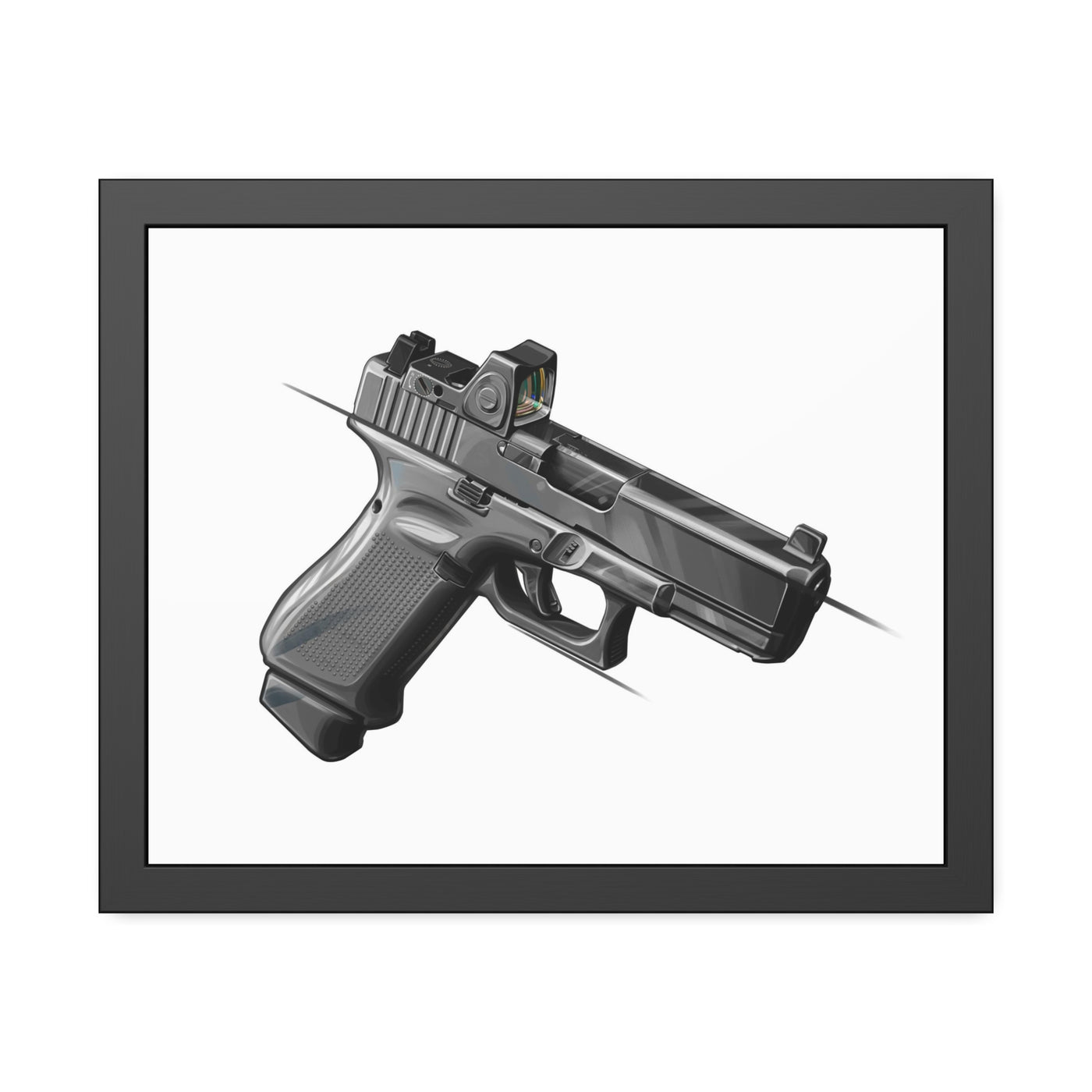 The Last Resort - OG Grey Poly Pistol Painting - Just The Piece - Black Frame - Value Collection