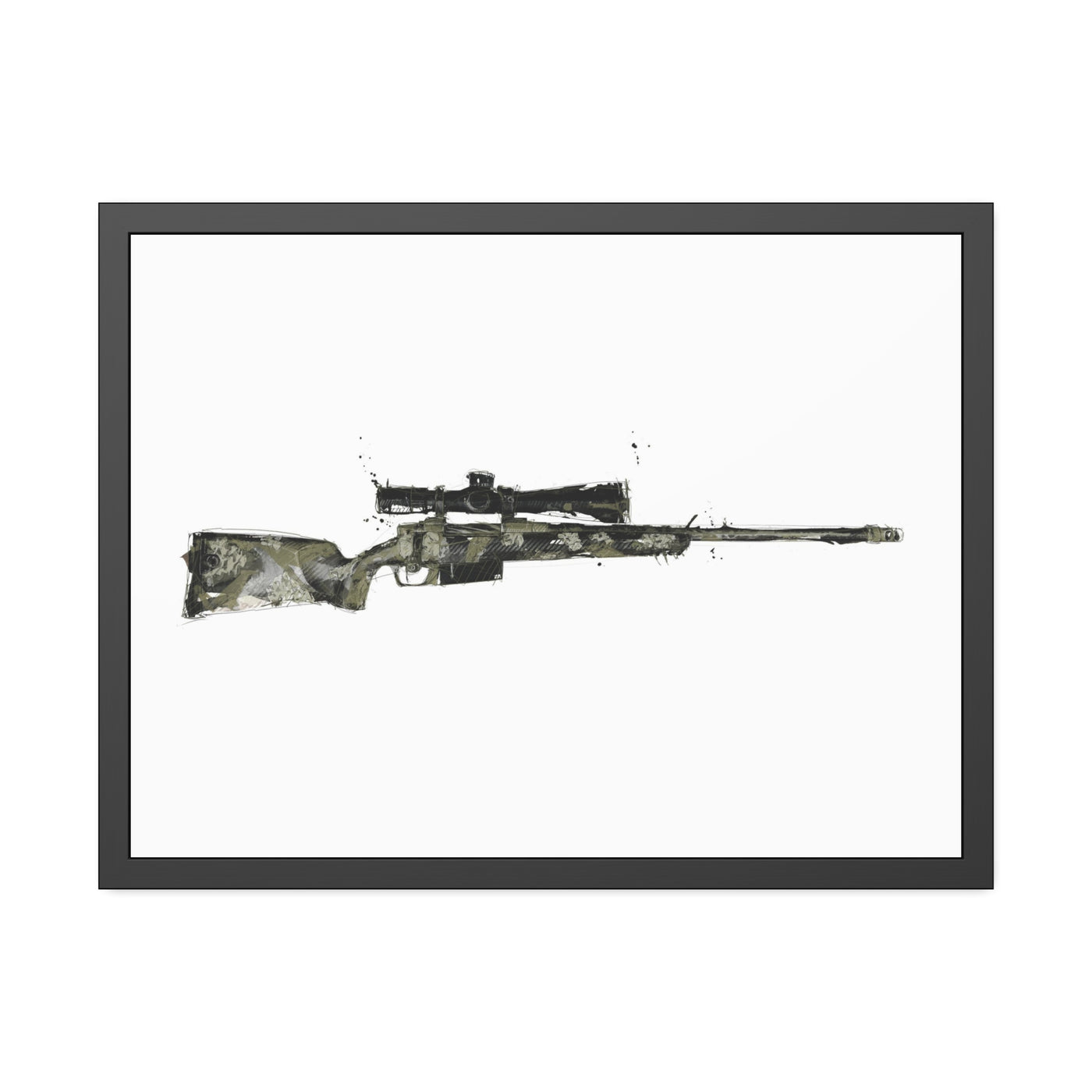 The Harvester - Long Range Hunting Rifle Painting - Just The Piece - Black Frame - Value Collection