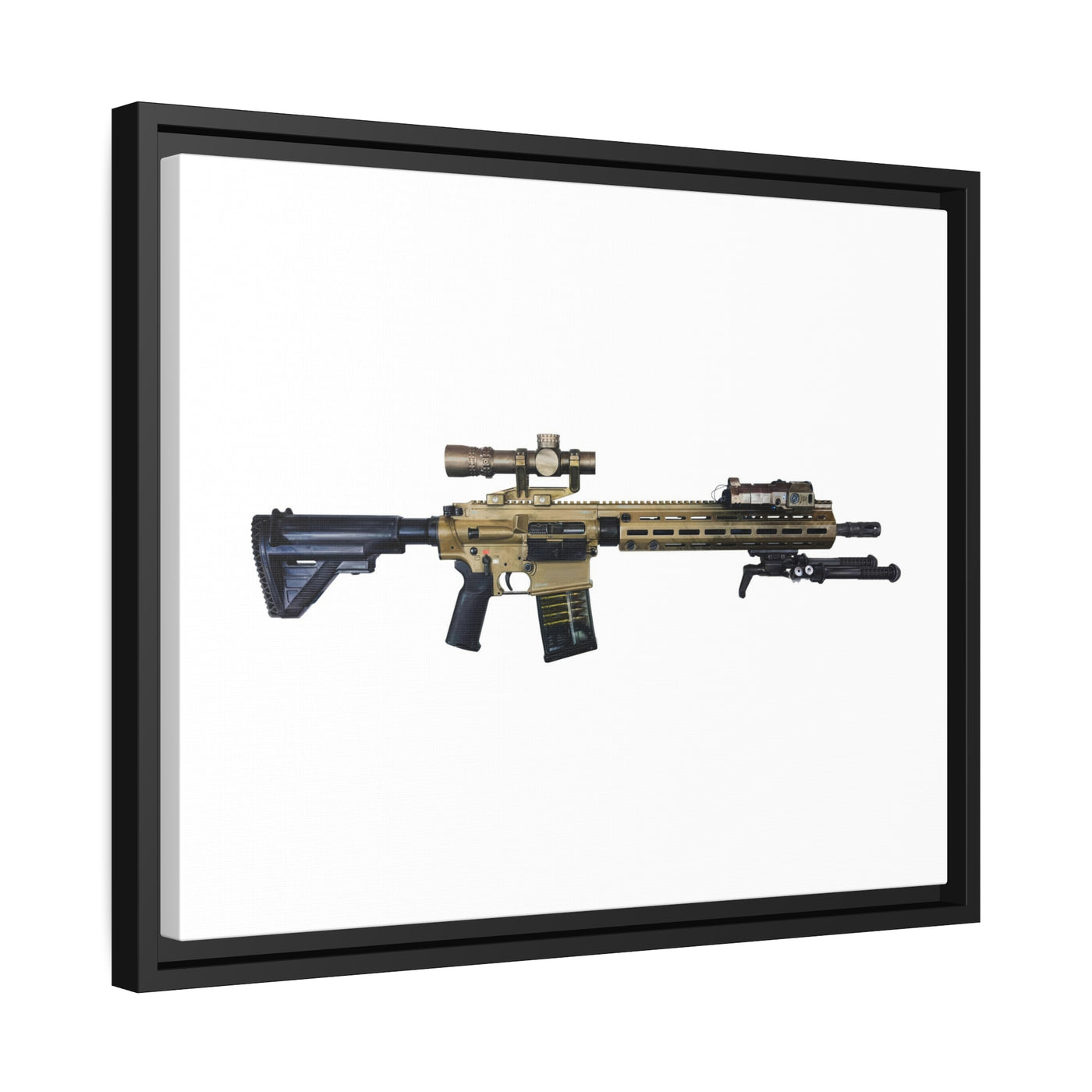 German 7.62x51mm AR10 Battle Rifle Painting - Just The Piece - Black Framed Wrapped Canvas - Value Collection