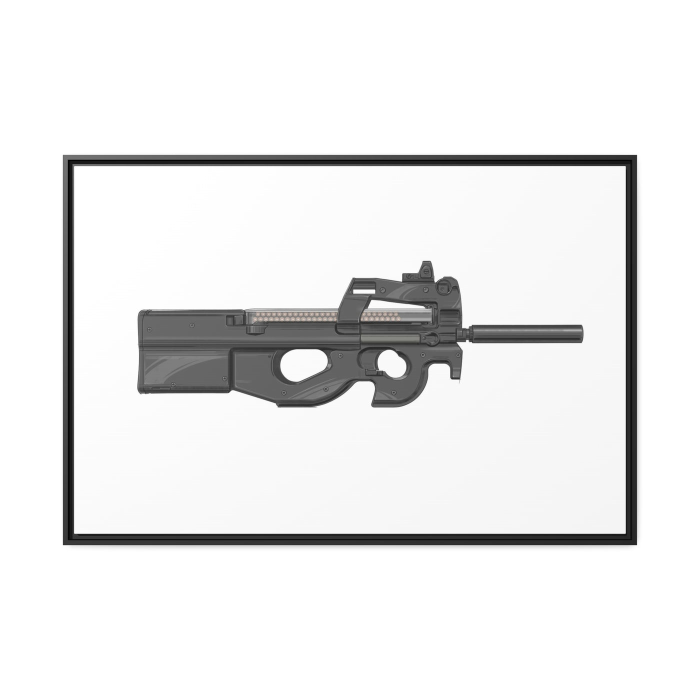 Secret Service Subgun - Bullpup 5.7x28mm Painting - Black Framed Wrapped Canvas - Value Collection