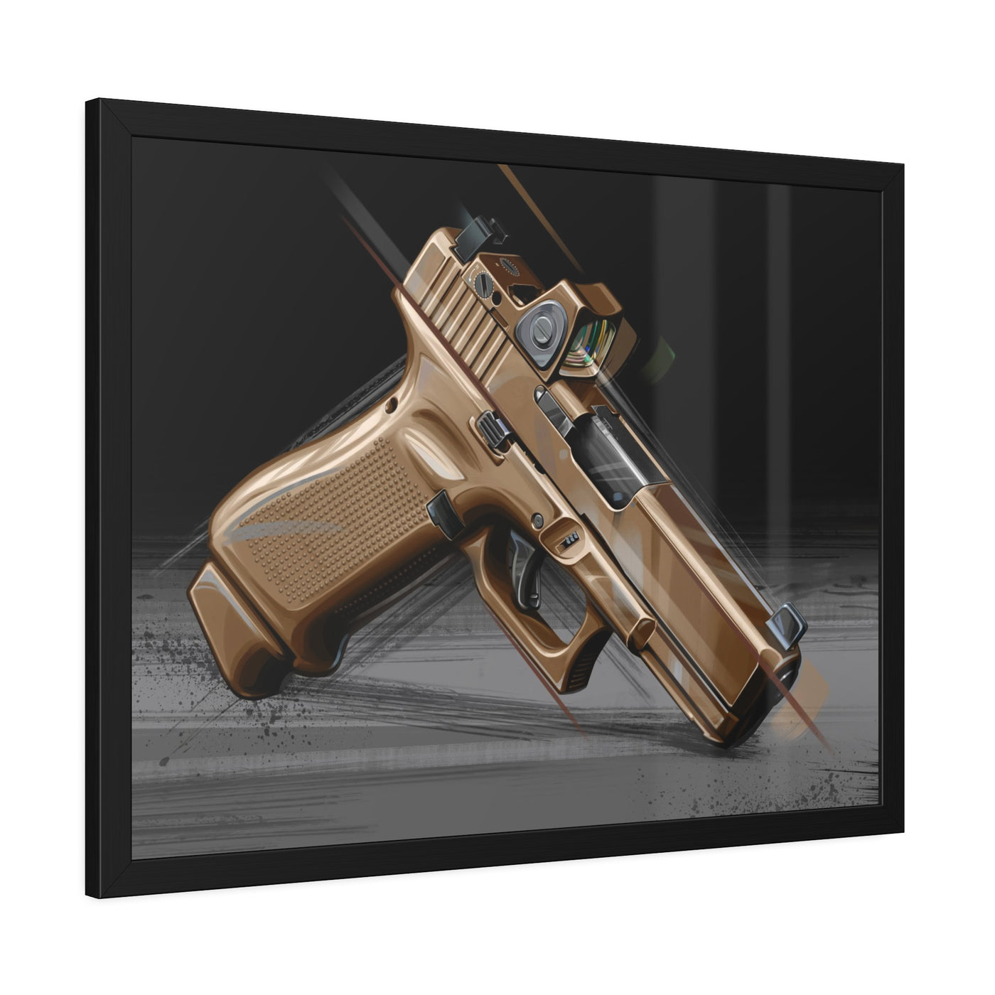 The Last Resort - OG Tan Poly Pistol Painting - Black Frame - Value Collection