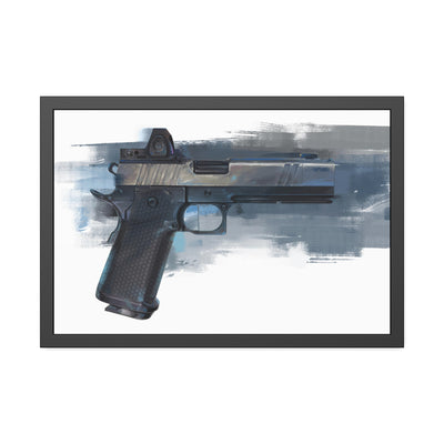 2011 Charlie - Pistol Painting - Blue Background - Black Frame - Value Collection