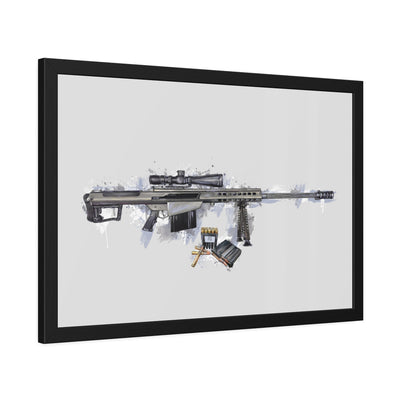 The Long-Range Legend - .50 Cal BMG Rifle Painting - Blue Accents - Black Frame - Value Collection