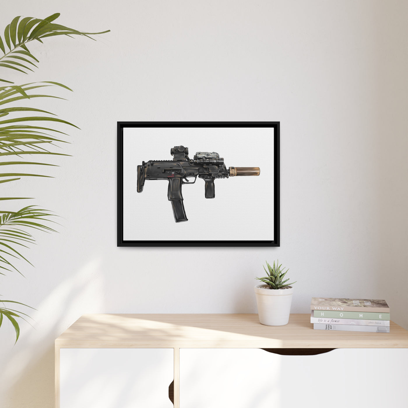 German 4.6x30mm Sub Machine Gun Painting - Just The Piece - Black Framed Wrapped Canvas - Value Collection