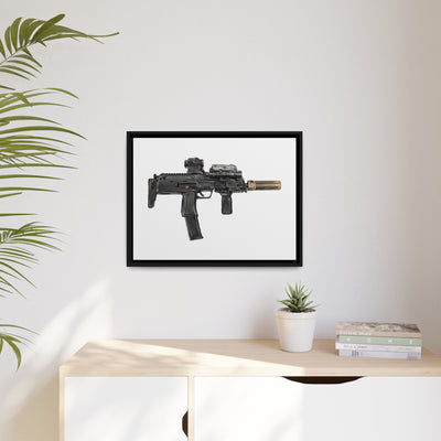 German 4.6x30mm Sub Machine Gun Painting - Just The Piece - Black Framed Wrapped Canvas - Value Collection