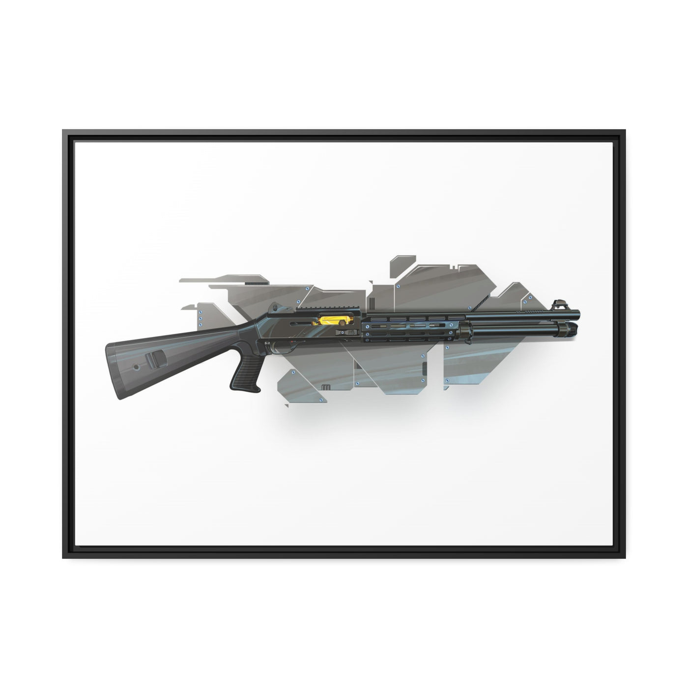 Special Ops Shotgun 12 Gauge Painting - Black Framed Wrapped Canvas - Value Collection