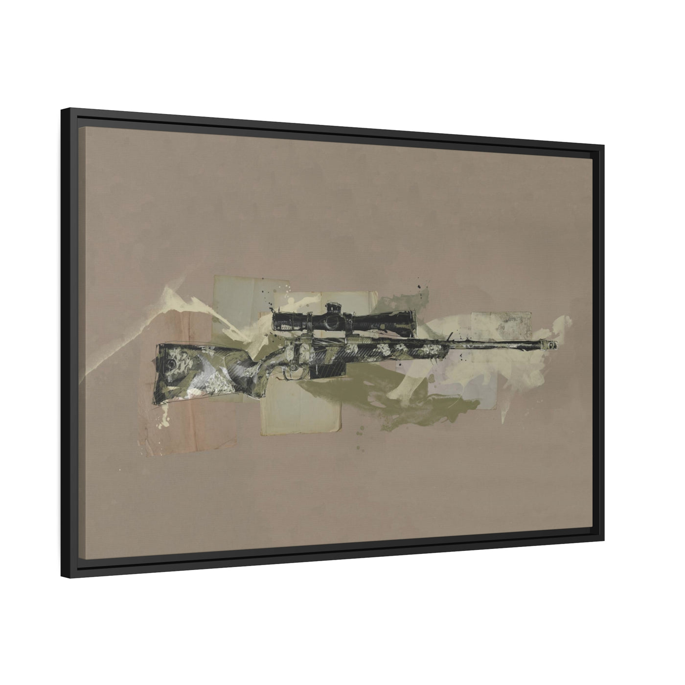 The Harvester - Long Range Hunting Rifle Painting - Black Framed Wrapped Canvas - Value Collection