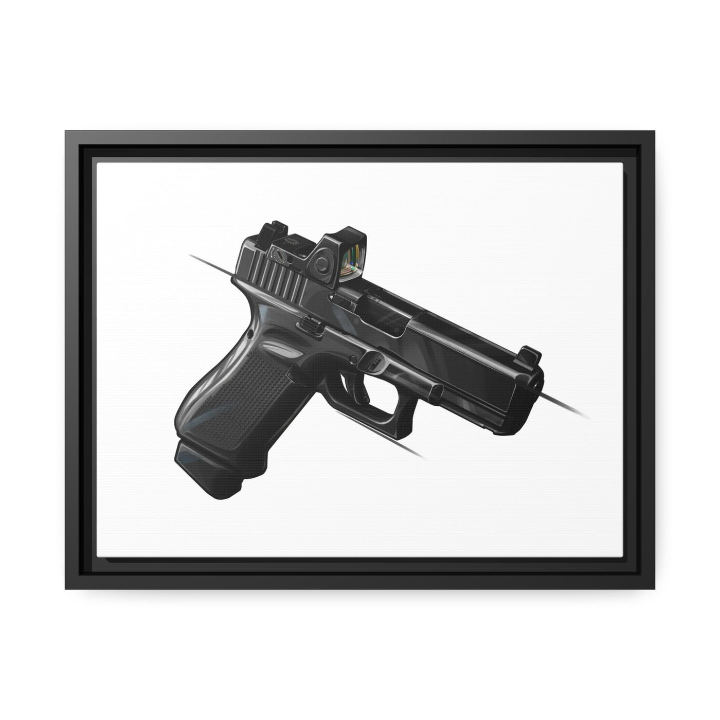 The Last Resort - OG Black Poly Pistol Painting - Just The Piece - Black Framed Wrapped Canvas - Value Collection